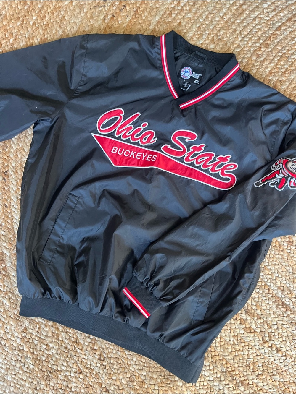 Vintage Ohio State Buckeyes Black Pullover Windbreaker with Brutus